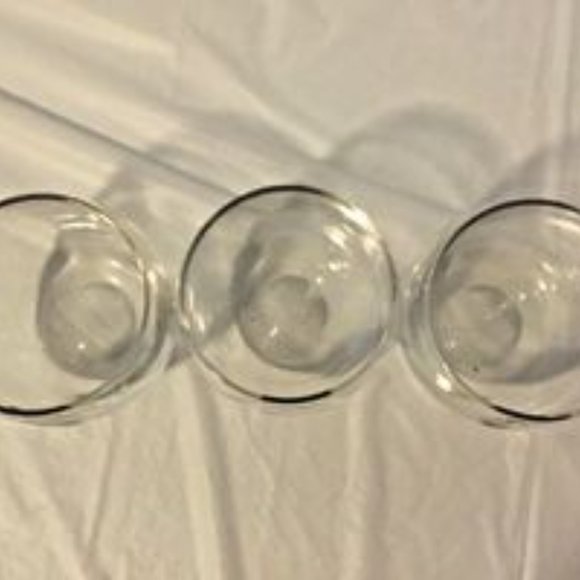 Set Of Three Vintage Clear Rounded Rocks Low Ball Glass Grey & Silver Etched VIP - Picture 5 of 7